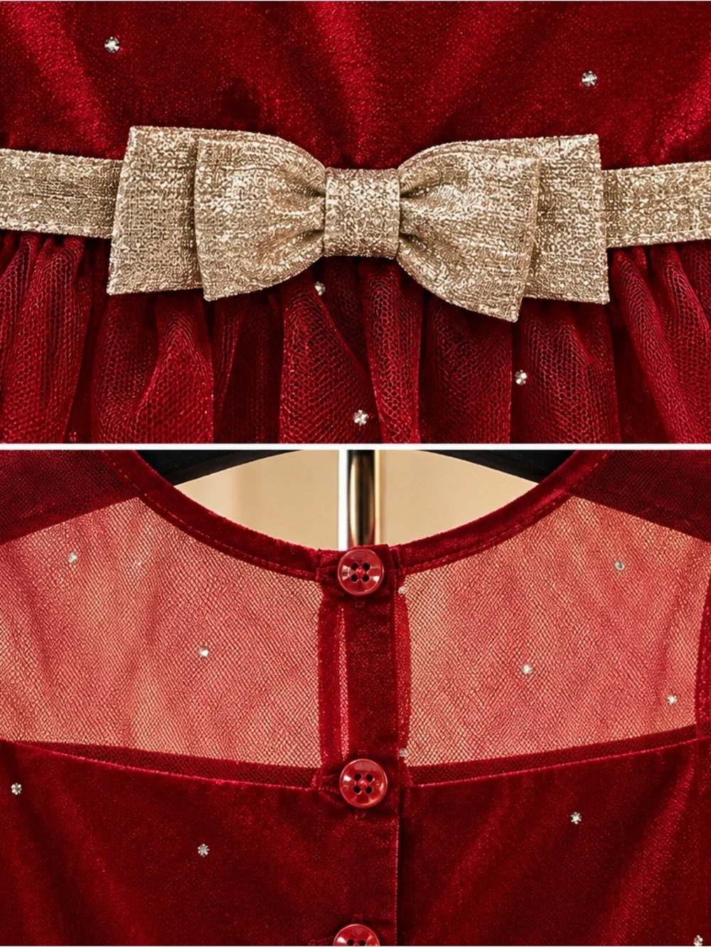 Jona Michelle Girls 7 Burgundy Red Gold Christmas Holiday Party Dress